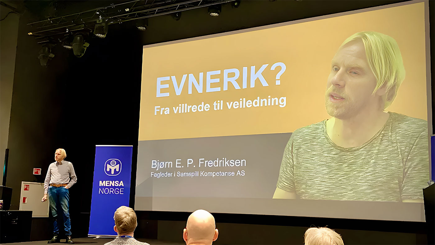Foredraget "Evnerik? Fra villrede til veiledning" i regi av Mensa Norge 2023